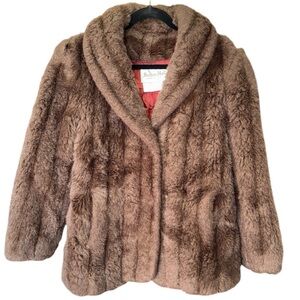 VTG Saxton Hall Brown Faux Fur Coat | Plush Teddy Style Size 10 USA
